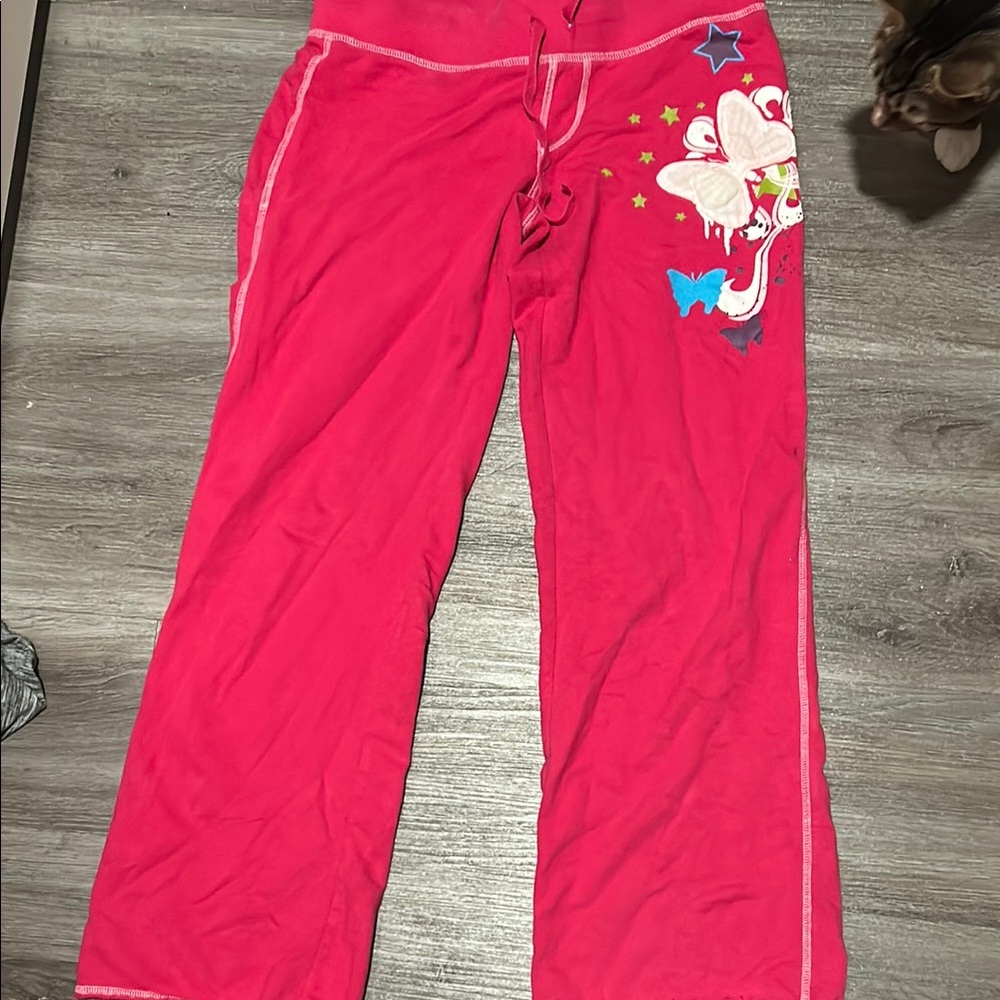 Y2K No Boundaries Pink Pajama Bottoms with Drawstring Waist
